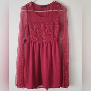 Nasty Gal Womens Dark Red Royal Cape Mini Dress NWT Size Small